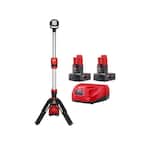 M12 12-Volt Lithium-Ion Cordless 1400 Lumen ROCKET LED Stand Work Light with Two M12 6.0 Ah Battery Packs and Charger