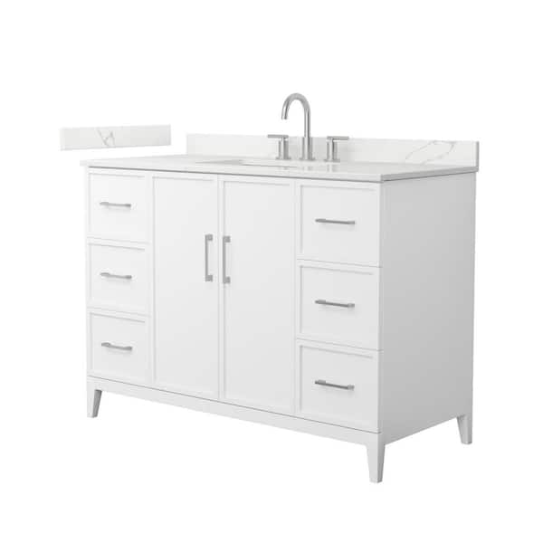 Wyndham Collection Elan 48 in. W x 22 in. D x 35 in. H Single Bath Vanity in White with Giotto Quartz Top