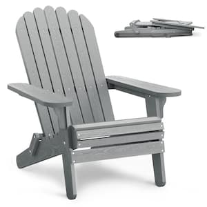 Marshall University Hunter Gray Folding Adirondack Chair for Patio Pool Deck Lawn and Garden