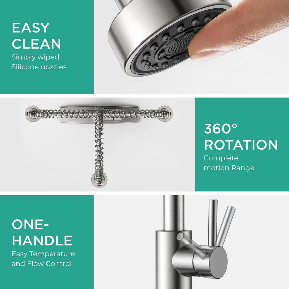 Brushed Nickel High-Arc Pull-Out Spray Kitchen Faucet