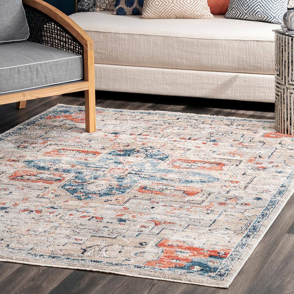 Regal Charm 4x6 ft Stonewashed Blue Polypropylene Area Rug
