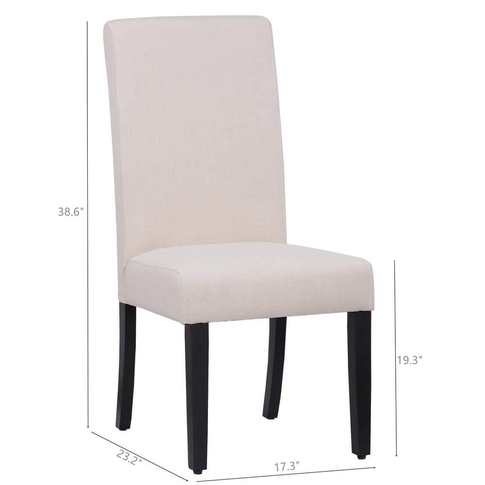 Sophisticated Beige Linen Upholstered Parsons Side Chair