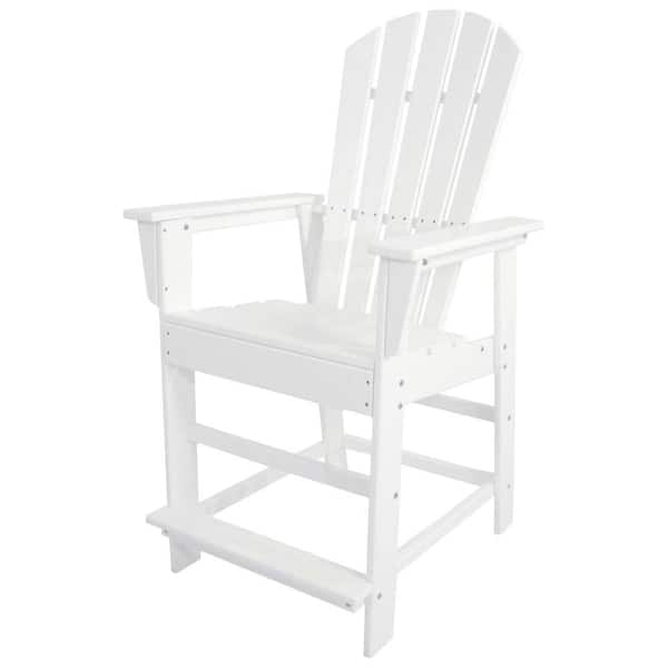 POLYWOOD South Beach White Plastic Outdoor Patio Counter Chair