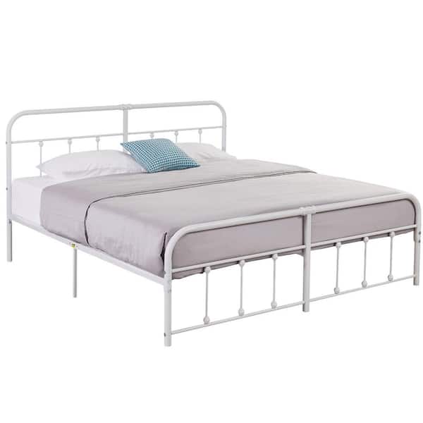 ベルフワイン VECELO Victorian Bed Frame With Heavy Duty, White Metal