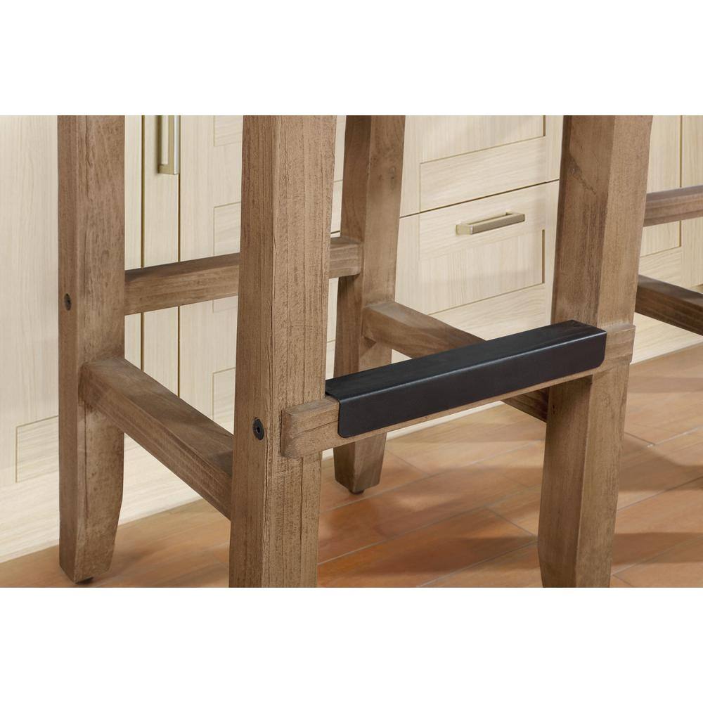 Newport Rustic Industrial Pine Wood 26" Counter Stools, Set of Two