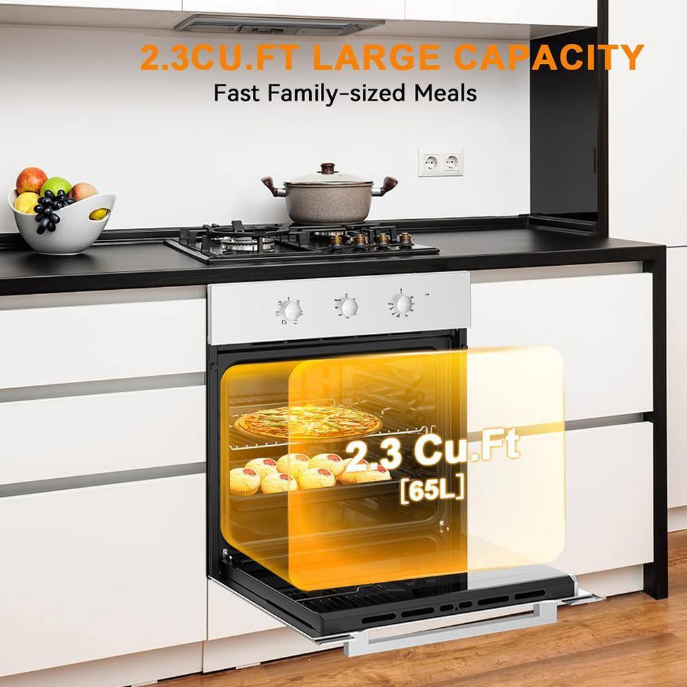 24" Stainless Steel Electric Single Wall Oven with 6 Cooking Functions