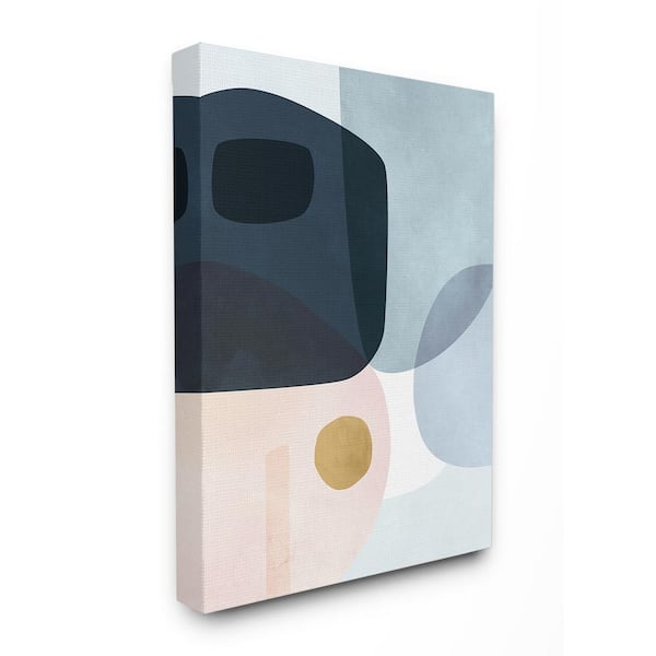 Stupell Industries 24 in. x 30 in. "Mod Shapes Blue Navy and Peach Overlapping Abstract" by Victoria Borges Canvas Wall Art