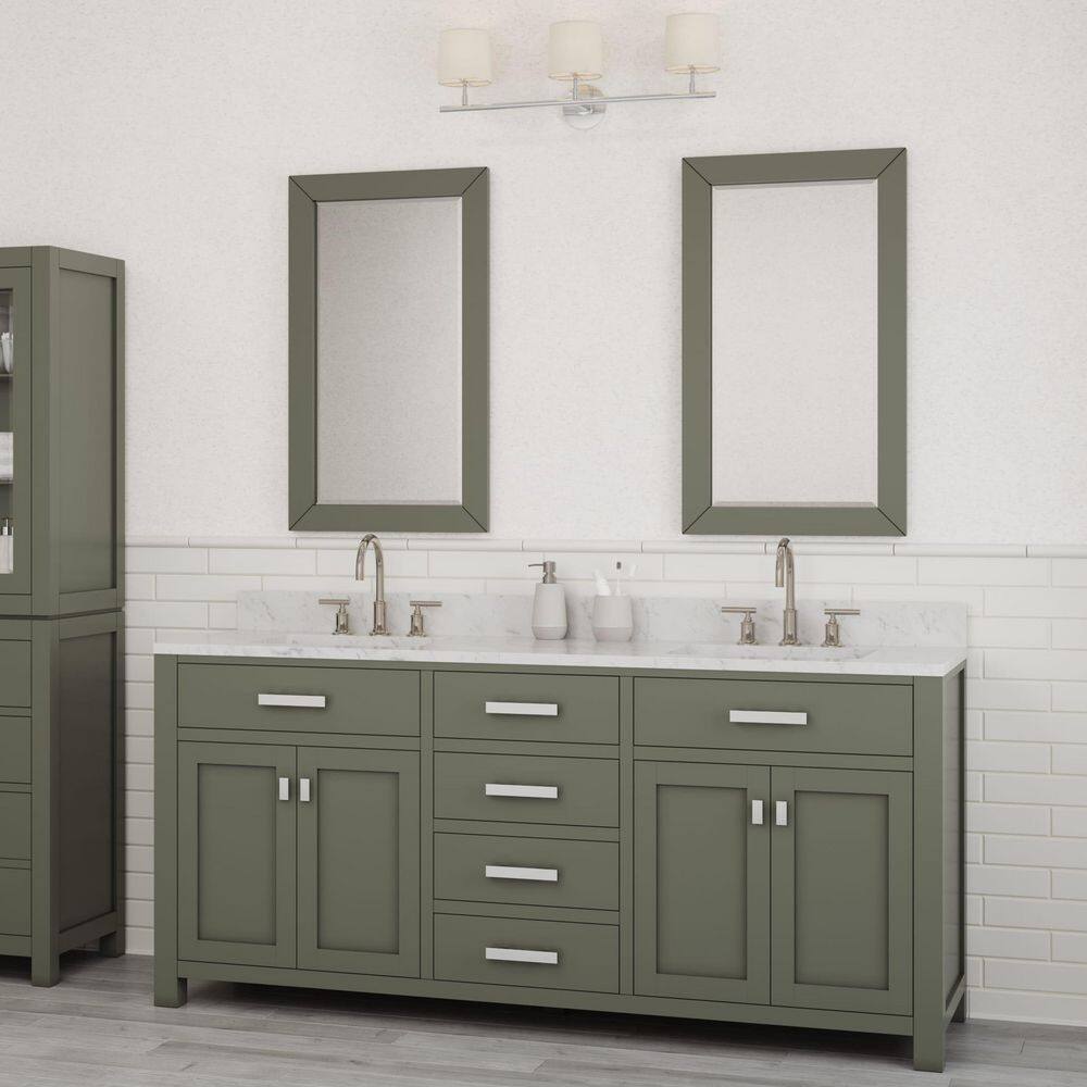 Madison 72" Glacial Green Double Sink Vanity with Marble Top