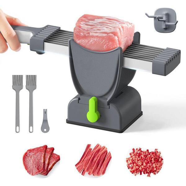 Stainless Steel Adjustable Meat Slicer with 17 Blades, Manual