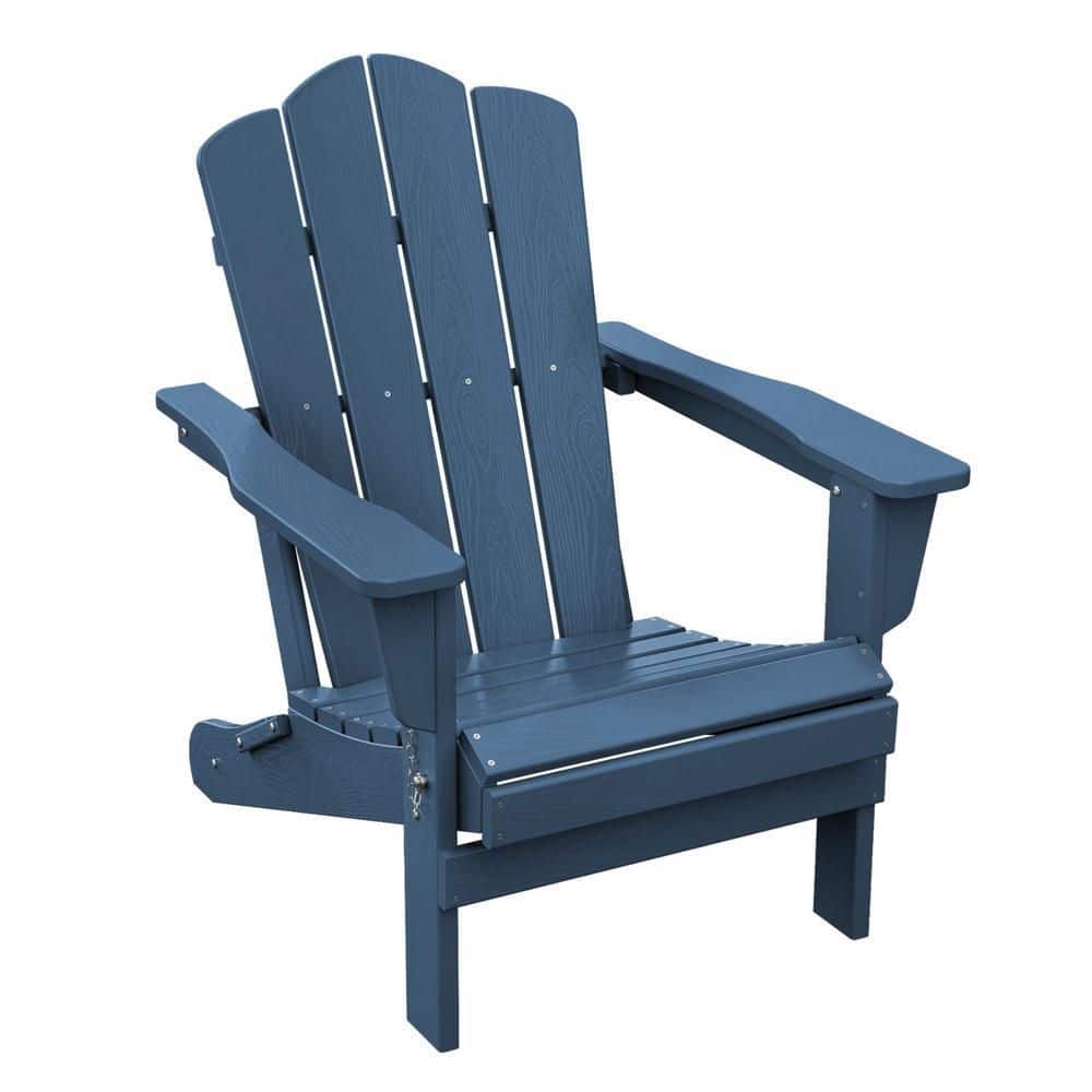 JEAREY HDPE Classic Navy Folding Plastic Adirondack Chair (1-Pack