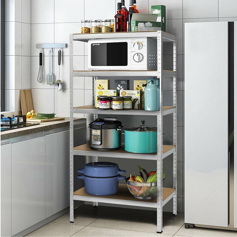 Silver Heavy Duty Adjustable 5-Level Steel Storage Shelves