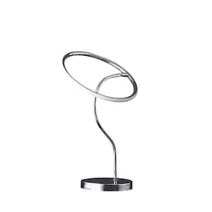 25.5 in. Circular Silver Halo Ring LED Modern Table Lamp