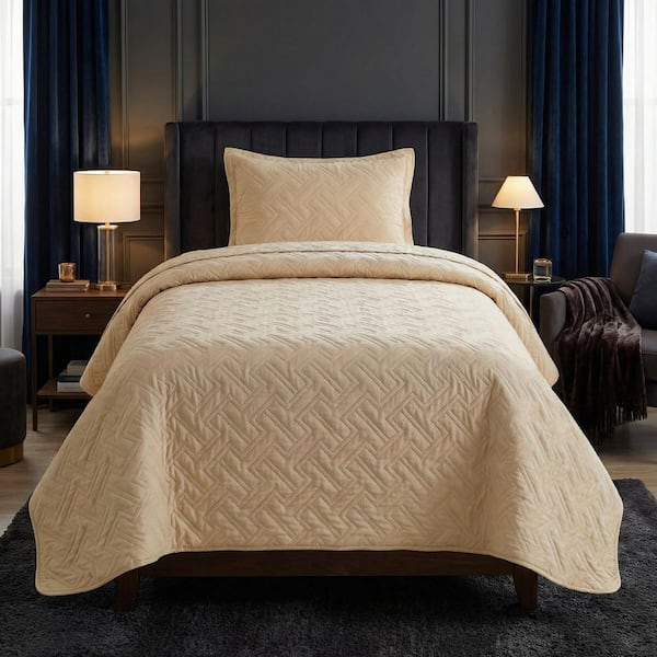 2PC Twin Quilt Set with Sham, Natural