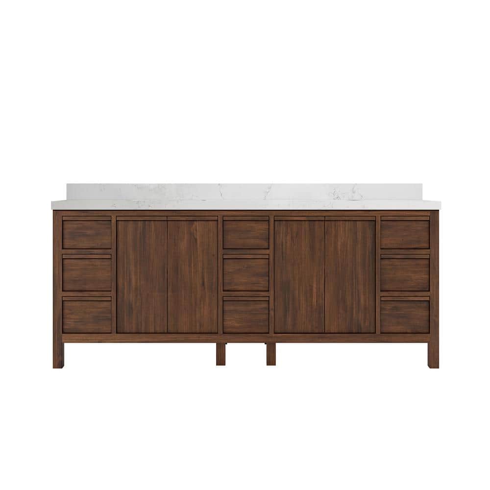 Elizabeth Teak 84 in. W x 22 in. D x 36 in. H Double Sink Bath Vanity in Dark Walnut with 2 in. Empira Qt. Top price history on PriceWatchPro