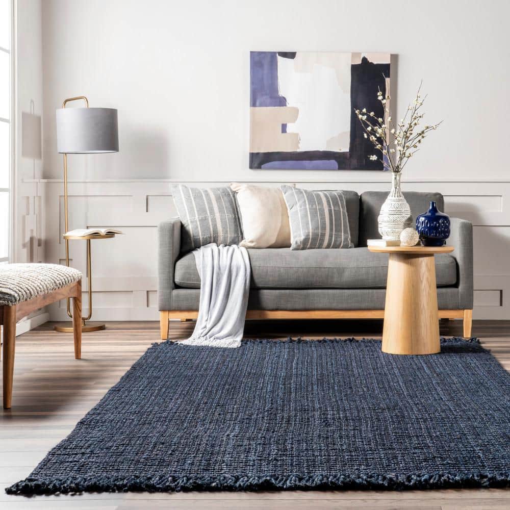 nuLOOM Daniela Chunky Jute Navy 2' 6" x 8' Farmhouse Runner Rug
