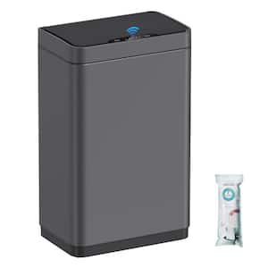 Smart 15.3 Gal. Dark Gray Metal Household Trash Can Touchless Lid