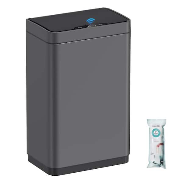 ITOPFOX Smart 15.3 Gal. Dark Gray Metal Household Trash Can Touchless Lid