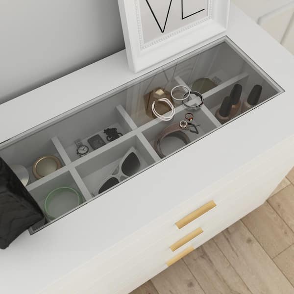 FUFU&GAGA White Wooden Nightstand with 3-Drawer: 31.5" FUFU&GAGA White Wooden Nightstand with 3-Drawer: 31.5"
