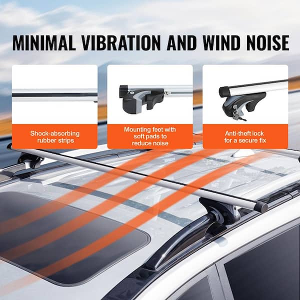 Universal Roof Rack Cross Bars, 54 in. Aluminum Roof Rack Crossbars, Existing Raised Side Rail, 200 lbs. Load Capacity