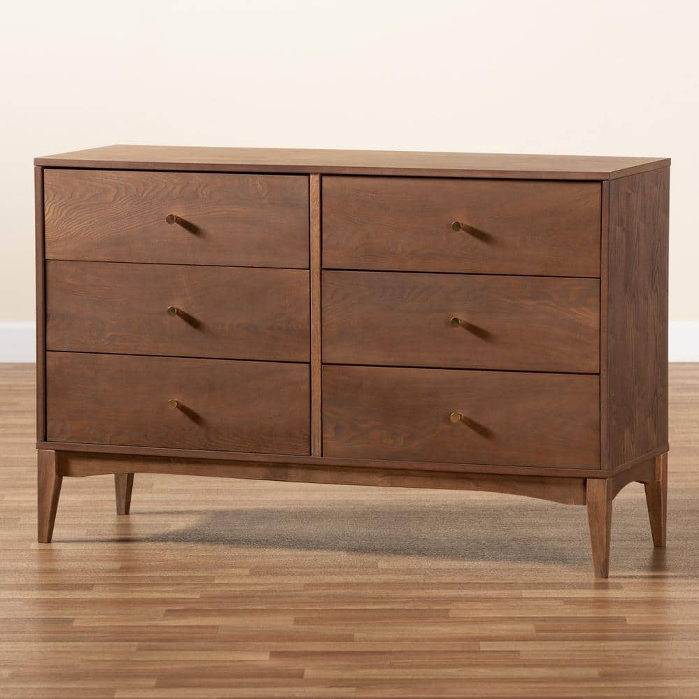 Landis Ash Walnut Mid-Century Modern Double Dresser
