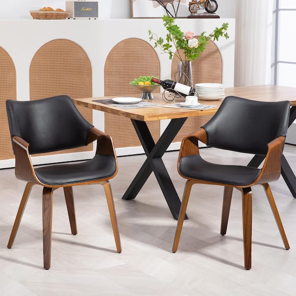 Glamour Home Beasley Black Faux Leather Dining Chair (Set of