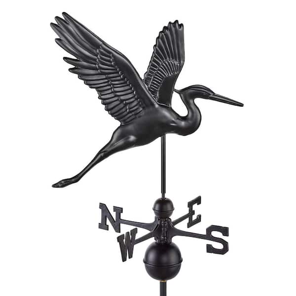 Good Directions Modern Farmhouse-Inspired Graceful Heron Standard/Full Size Weathervane Black Finish