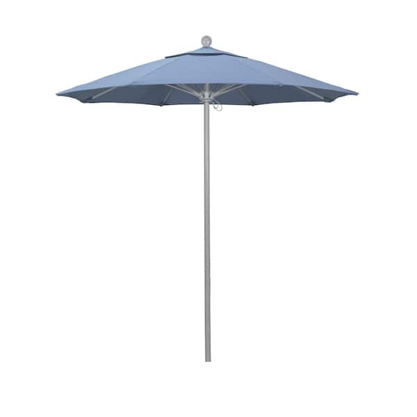 fiberglass patio umbrella grey California Umbrella 7.5 ft. Grey Woodgrain Aluminum Commercial Market Patio  Umbrella Fiberglass Ribs and Push Lift in Air Blue Sunbrella 194061880845