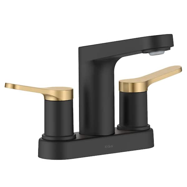 Indy 2-Handle 4 in. Centerset Bathroom Faucet in Mixed Finishes 2-Toned with Pop Up Drain