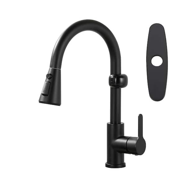 15.3 in. H Touchless Sensor 3 Mode Single Handle Pull Down Sprayer Kitchen Faucet with 360° Swivel Spout in Black