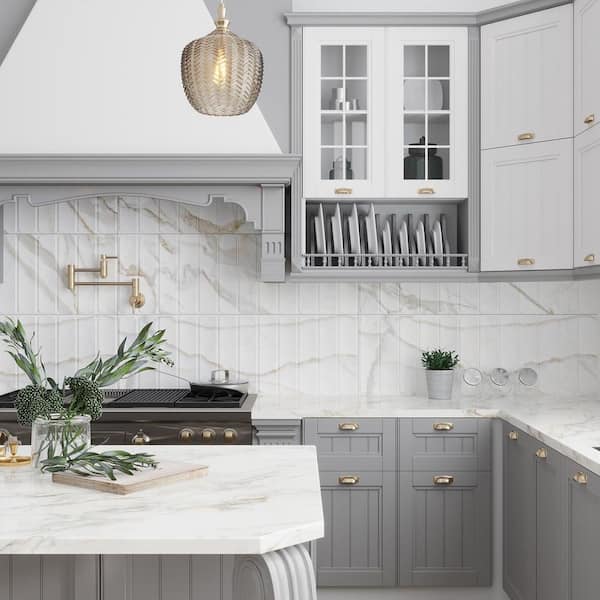 Strata 16 in. x 48 in. Matte White and Gray Ceramic Large Format Wall Tile (15.5 sq. ft./case)-3 Pack