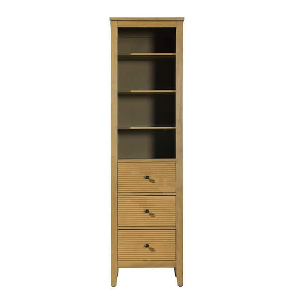 20 in. W x 18 in. D x 72 in. H Brown Freestanding Linen Cabinet in Honey Teak