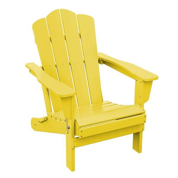 JEAREY HDPE Classic Yellow Folding Plastic Adirondack Chair (1-Pack)