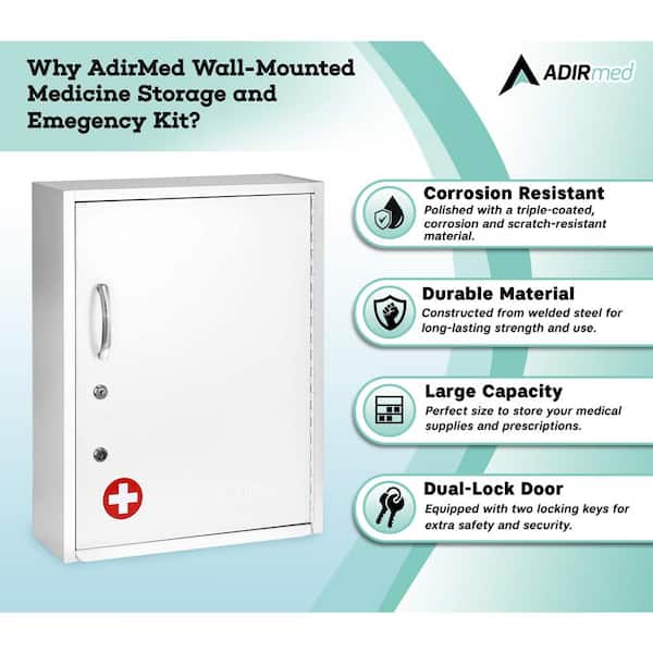 16 in. W x 21 in. H Dual Lock White Surface Mount Medicine Cabinet without Mirror with Pull-Out Shelf
