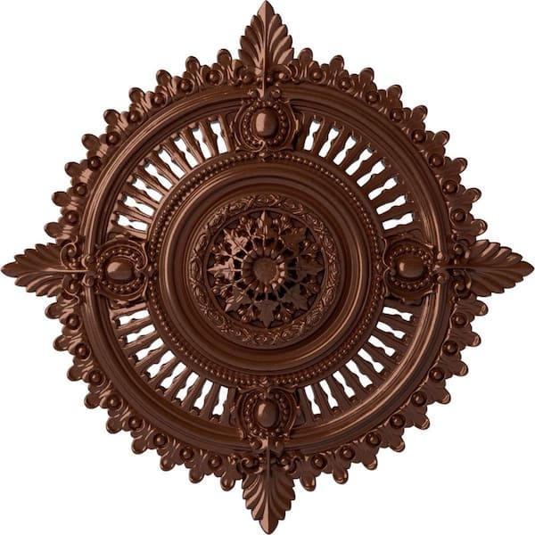 Ekena Millwork 4 in. x 29-1/8 in. x 29-1/8 in. Polyurethane Haylynn Ceiling Medallion, Copper Penny