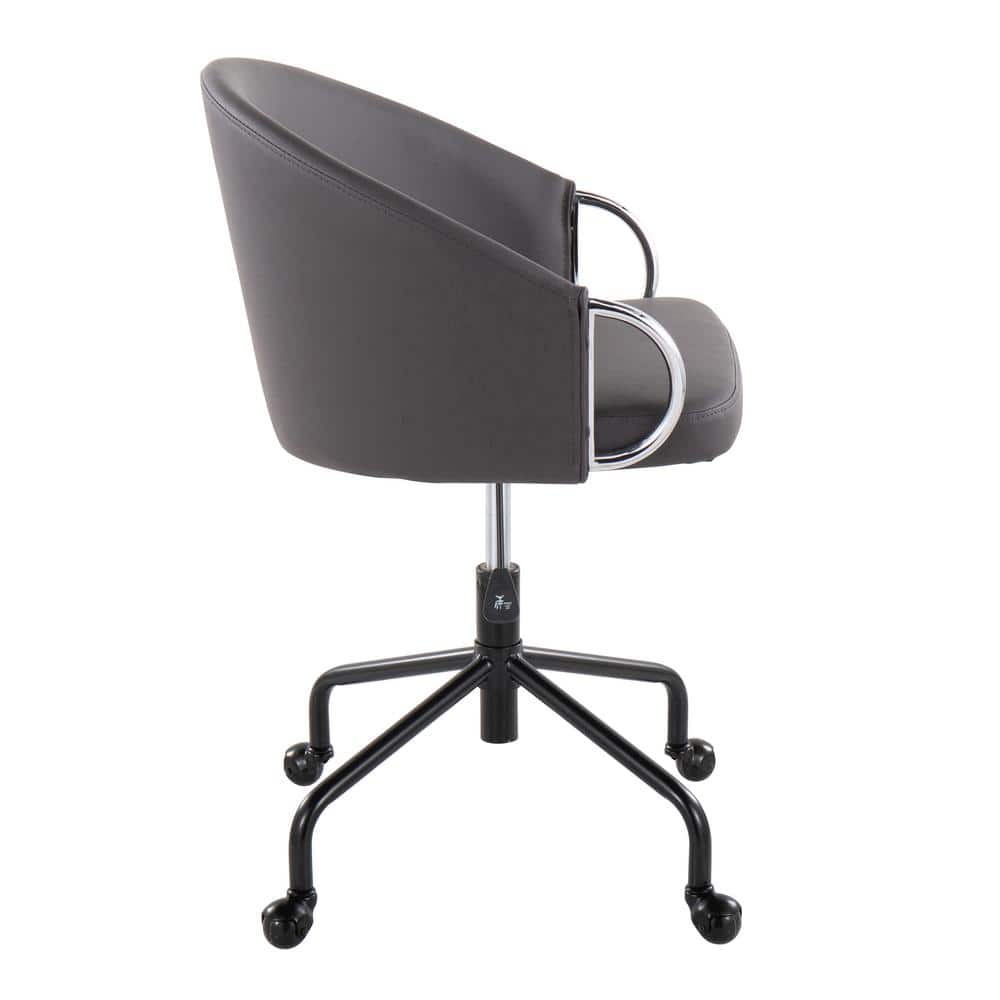 Claire Grey Faux Leather Swivel Task Chair with Chrome Base