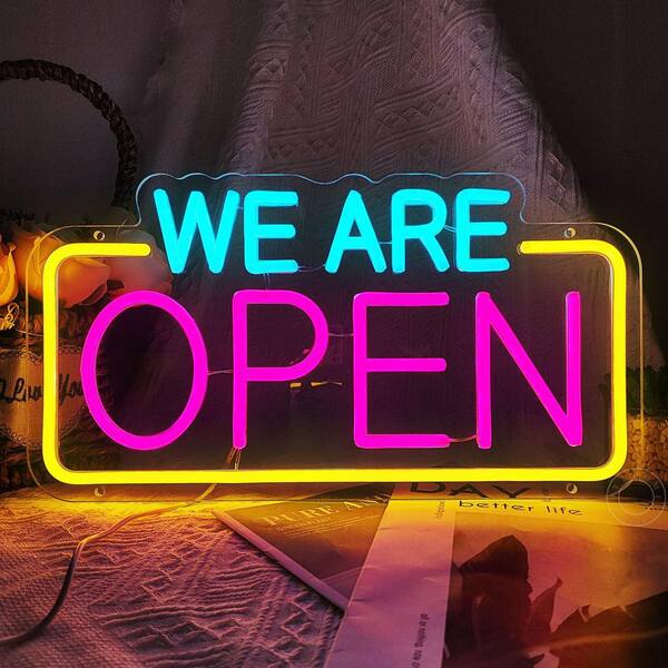 1 Pack Open Series Rectangular Acrylic LED Neon Light Sign USB