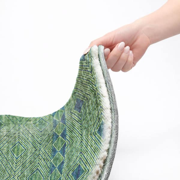 Dream Shag Premium Machine Washable Abstract ADS107 Green 9 ft. x 12 ft. Area Rug