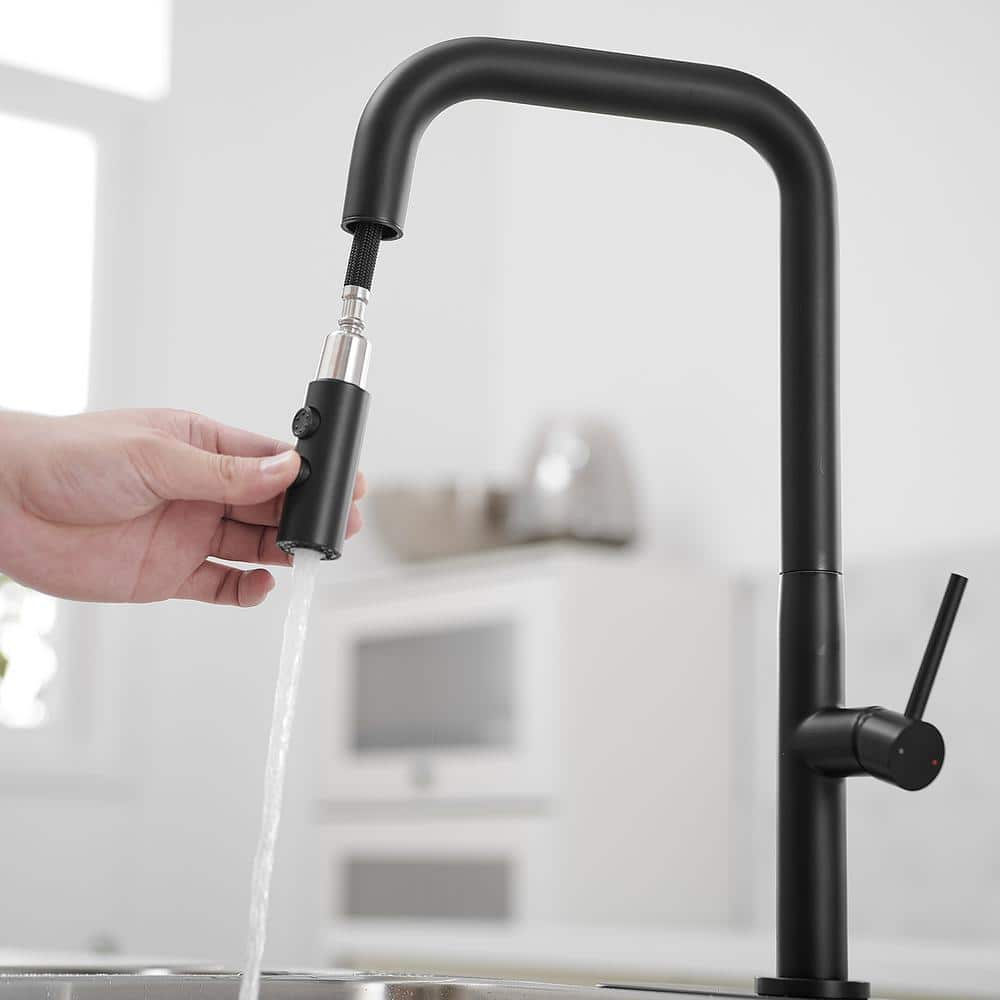 Matte Black Nickel Mid-Arc Pull-Out Spray Kitchen Faucet