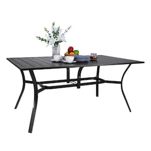 Grayson Brown Rectangular Steel Outdoor Patio Dining Table 