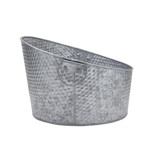15 in. Galvinized Hammered Tapered Beverage Tub, Gray