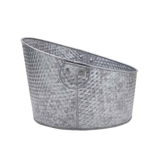 Towle Living 15 in. Galvinized Hammered Tapered Beverage Tub, Gray