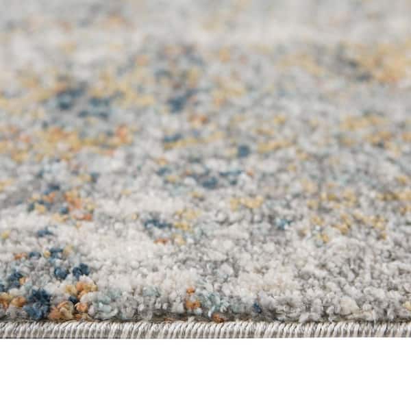 Yasmin 9 x 12 Yellow/Blue Abstract Pattern Area Rug for High Traffic Living Room Dining Room Bedroom