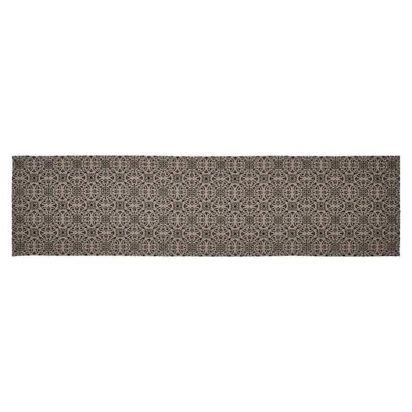 Custom House 12 in. W x 48 in. L Black Jacquard Cotton Blend Table Runner