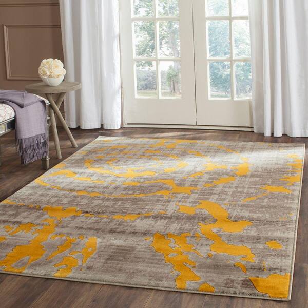 SAFAVIEH Porcello Light Grey/Yellow 4 ft. x 6 ft. Abstract Area Rug