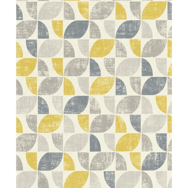 rasch Dorwin Yellow Geometric Paper Strippable Roll (Covers 56.4 sq. ft.)