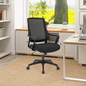Breathable Mesh Height-adjustable Ergonomic Office Swivel Task Chair in Black with Wheels Desk Chair