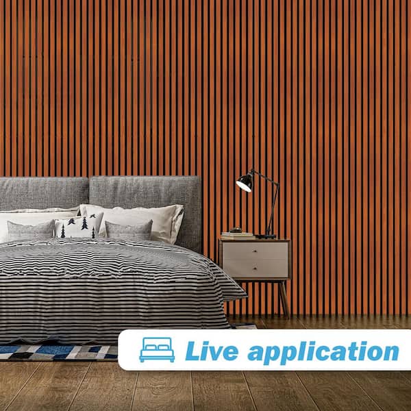 Art3dwallpanels Cherry 0.83 in. x 0.65 ft. x 8 ft. Wood Slat