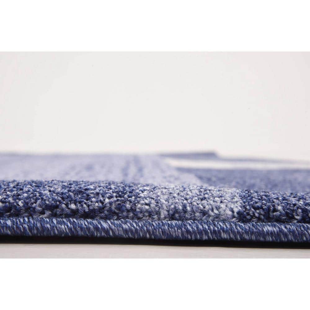 Light Blue Geometric Tufted Synthetic 9' x 12' Area Rug