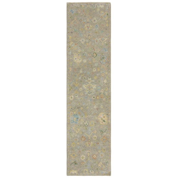 2 ft. x 10 ft. Gray Oriental Washable Area Rug