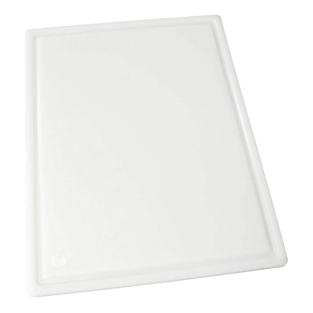 White Rectangular Grooved Plastic Cutting Board, 12 x 18 inches